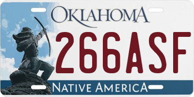 OK license plate 266ASF
