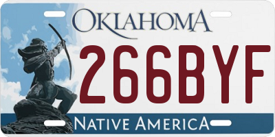 OK license plate 266BYF