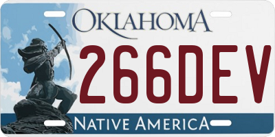 OK license plate 266DEV