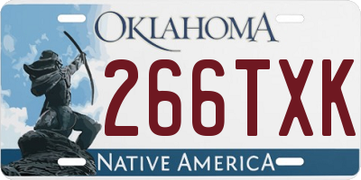 OK license plate 266TXK