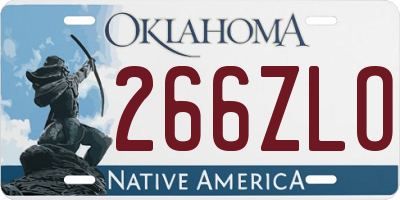 OK license plate 266ZLO