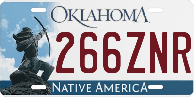 OK license plate 266ZNR