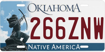 OK license plate 266ZNW