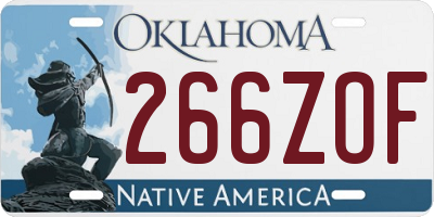 OK license plate 266ZOF