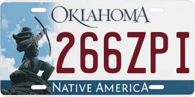 OK license plate 266ZPI