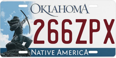 OK license plate 266ZPX