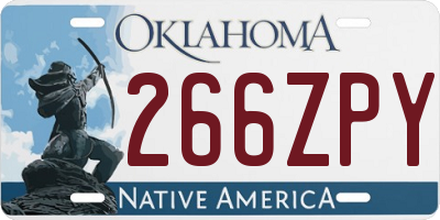 OK license plate 266ZPY