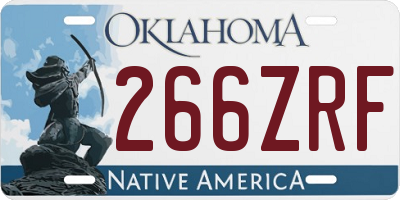 OK license plate 266ZRF