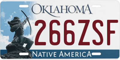 OK license plate 266ZSF