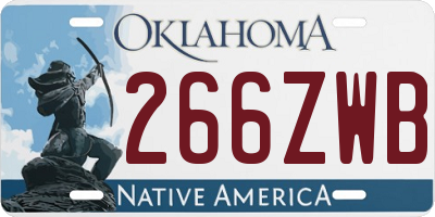 OK license plate 266ZWB