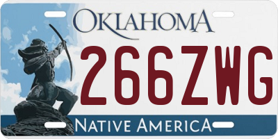 OK license plate 266ZWG