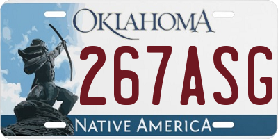 OK license plate 267ASG