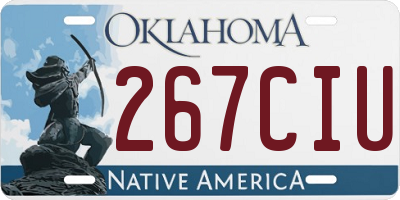 OK license plate 267CIU