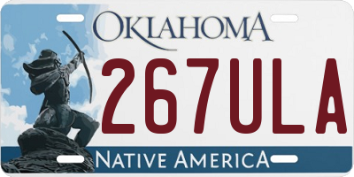 OK license plate 267ULA
