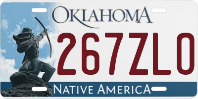 OK license plate 267ZLO