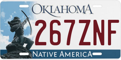 OK license plate 267ZNF
