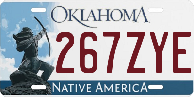 OK license plate 267ZYE