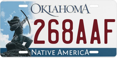 OK license plate 268AAF