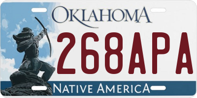 OK license plate 268APA