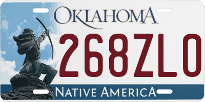 OK license plate 268ZLO