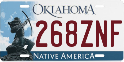 OK license plate 268ZNF