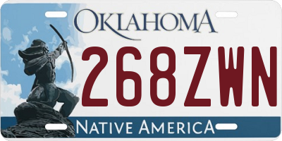 OK license plate 268ZWN