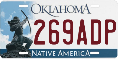 OK license plate 269ADP