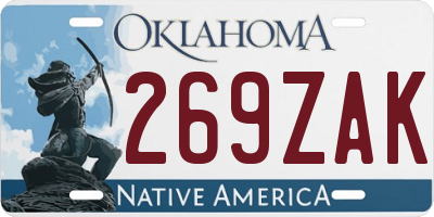 OK license plate 269ZAK