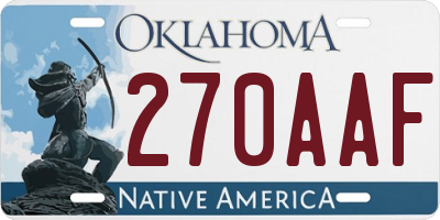 OK license plate 270AAF