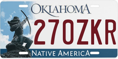 OK license plate 270ZKR