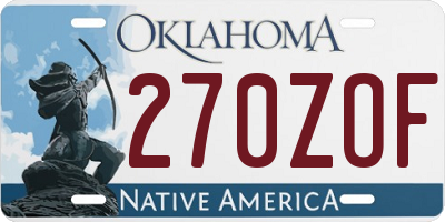 OK license plate 270ZOF