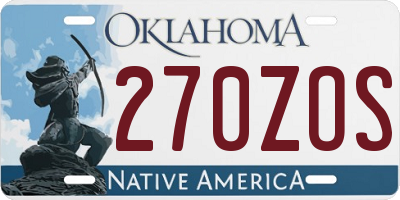 OK license plate 270ZOS
