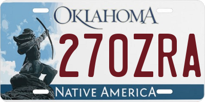OK license plate 270ZRA
