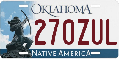 OK license plate 270ZUL