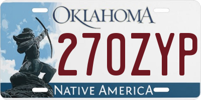 OK license plate 270ZYP