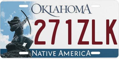 OK license plate 271ZLK
