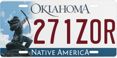 OK license plate 271ZOR