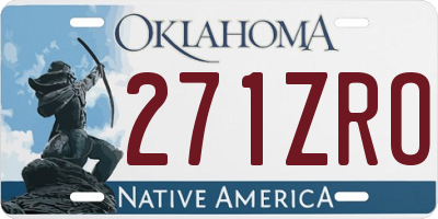 OK license plate 271ZRO