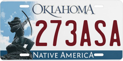 OK license plate 273ASA