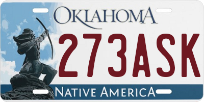 OK license plate 273ASK
