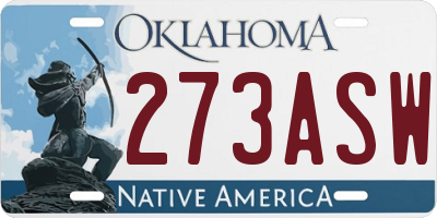 OK license plate 273ASW
