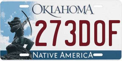 OK license plate 273DOF