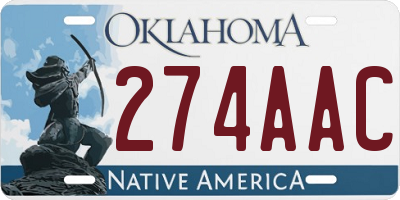 OK license plate 274AAC