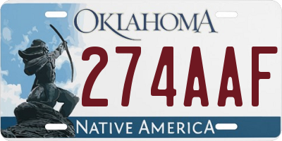 OK license plate 274AAF