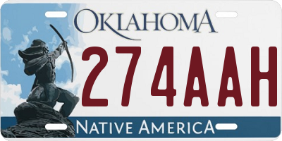 OK license plate 274AAH