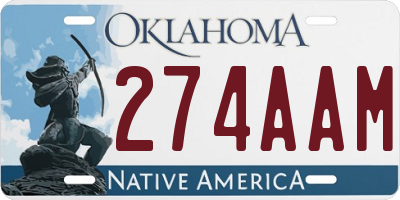 OK license plate 274AAM