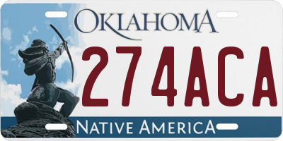 OK license plate 274ACA
