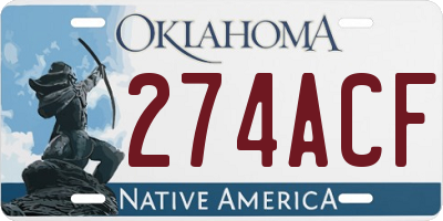 OK license plate 274ACF