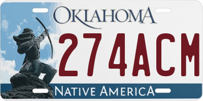 OK license plate 274ACM