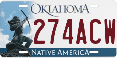 OK license plate 274ACW